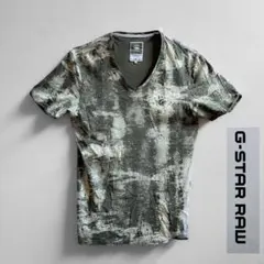 G-STAR RAW ジースターロウ 半袖Tシャツ カーキマーブル柄 Vネック