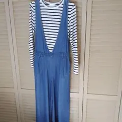 サロペットデニムワイドパンツ