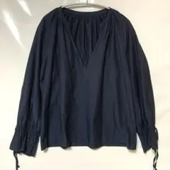 スピックアンドスパン　コットンシルク ギャザーブラウス 　リボン