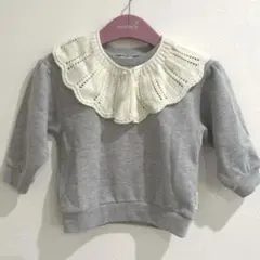 ◎新品未使用品◎プティマイン ニット衿 裏起毛2wayトレーナー 90