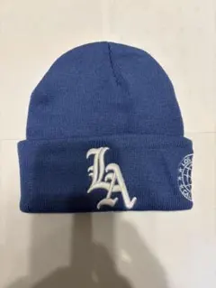【新品未使用】LA ニット帽　ビーニー ライトブルー スカイブルー 刺繍