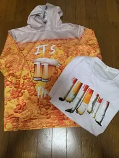 ビールデザイン パーカーとTシャツセットタバコ　ラスト一点　パロディ