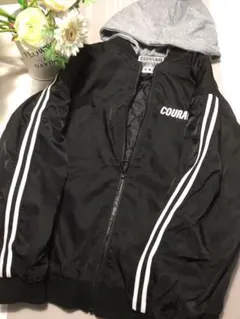 値下げ　中古　キッズ　フルジップ中綿プリントパーカー