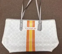 COACH トートバッグ ホワイト オレンジ