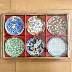 有田焼 雅峰窯 銘々皿揃 6客揃 色絵 絵変り 銘々皿 古伊万里 唐草 九谷手