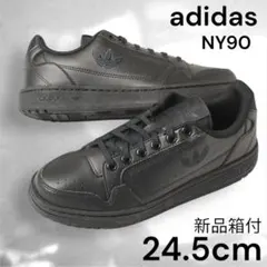 新品タグ付○adidas NY90 黒 24.5 オールブラック 人気 通勤通学 