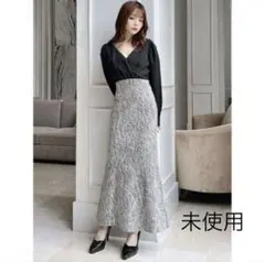 リゼクシー　ドッキングハイウエストツイードワンピース　ロングワンピース　未使用黒