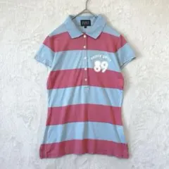 パーリーゲイツ／ポロシャツ カットソー S 半袖 ゴルフウェア ボーダー 水色