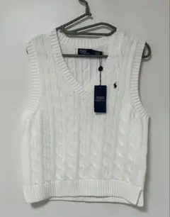 Polo by Ralph Lauren ケーブルニットベスト M ホワイト