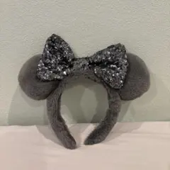 ミッキー耳カチューシャ グレー ラメ付き