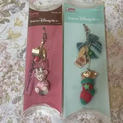 ダッフィー シェリーメイ クリスマス　バレンタイン　ストラップ 2個セット