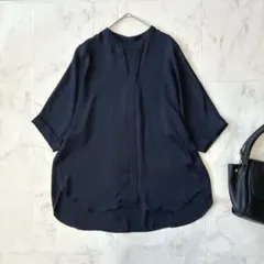 ADORE アドーア 近年モデル フラットジョーゼットブラウス ネイビー