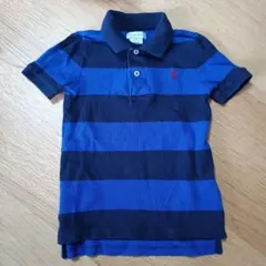美品　ラルフローレン ポロシャツ半袖 青黒ストライプ24M