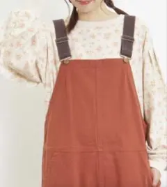 SM2 花柄 ロングTシャツ トップス ベージュ アイボリー オレンジ キナリ