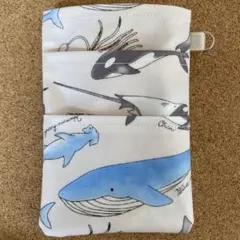 ラミネート　オーガナイザー　ナースポーチ　ポケットペンケース　スリム　くじら