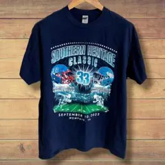 SHC アメフト Tシャツ L ネイビー カレッジ バックプリント 古着 US