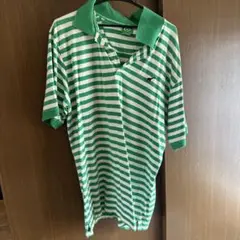 LRG 緑と白のストライプ ポロシャツ