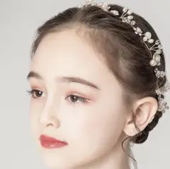 小花フラワー ヘッドドレス＜ゴールド＞☆ ヘアアクセサリー ティアラ 髪飾り