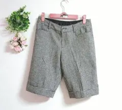 秋冬　ハーフパンツ　ショートパンツ　千鳥格子　チェック柄