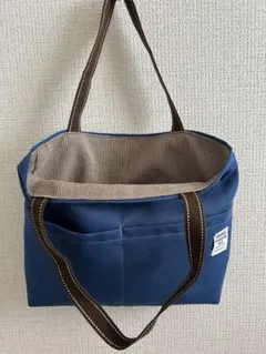 9.5号帆布　ラウンドトートバッグ　ブルー 9.5号帆布 ラウンドトートバッグ ブルー - メルカリ