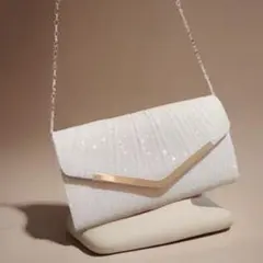 パーティーバック　グリッター プリーツデザイン クラッチバッグ　結婚式