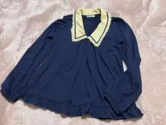 アクシーズファム　ネイビー レース襟 長袖トップス