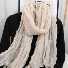 ストール 大判 シワ加工 アイボリー ライトベージュ ライトボリューム こなれ感