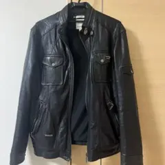 DIESEL ブラックレザージャケット 2XL