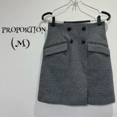 propormtion プロポーション(M) 黒 白　台形スカート　ミディアム丈