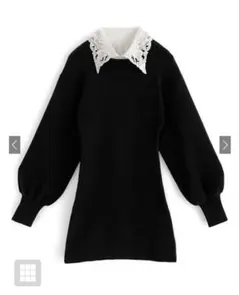 GRL レース襟付きニットミニワンピース