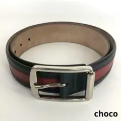 Gucciグッチ ベルト シェリーライン ネイビー レッド シルバー バックルのサムネイル