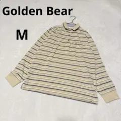 ゴールデンベア ポロシャツ 長袖 ボーダー ベージュ M メンズ トップス 刺繍のサムネイル