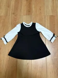 フリル付き黒白Aラインドレス