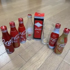 コカ・コーラ 限定ビン、ガラスタンタンブラー、アルミボトル5本の7点セット