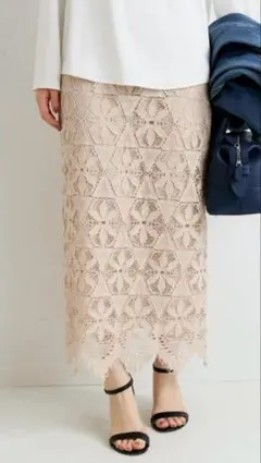 【美品】IENA イエナ ベージュ レース タイトスカート　36サイズ
