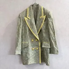 テーラードジャケット　ジャケット　アウター　グリーン系　薄手　肩パッド