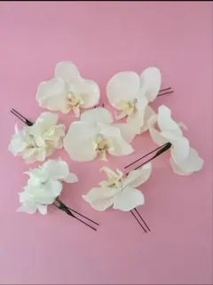 白い蘭のヘッドドレス ウェディング