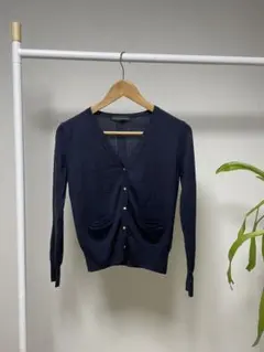 Balcony and Bed ウール&レーヨン　ネイビー Vネックカーディガン