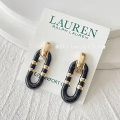 N763/RALPH LAUREN/エナメル ブラックxゴールドイヤリングのサムネイル