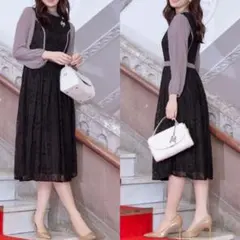 新品♡Tiaclasse♡レースコンビフレアワンピース♡のサムネイル