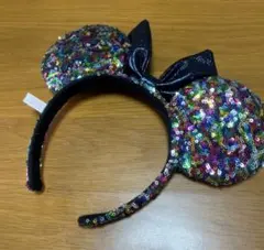 ディズニー　公式　ミニー　カラフル　スパンコール　カチューシャ　被り物