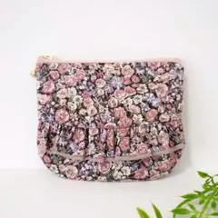 ハンドメイド リバティ フリル ポケットティッシュ ポーチ ✿チャイブ 22L