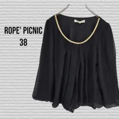 ロペピクニック フレアスリーブ トップス 38 ブラック ゴールド フォーマル