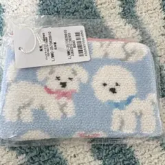 feiler フェイラー モフモフワンチャン Ｌ字ポーチ ポーチ ペールブルー