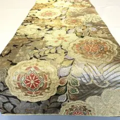 袋帯リメイク テーブルランナー☆宝相華紋様 キラキラ☆30.5×150cm