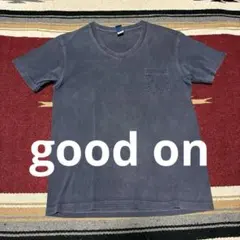 Good On グッドオン ポケット Vネック　Tシャツ　フェード　後染め　紺のサムネイル
