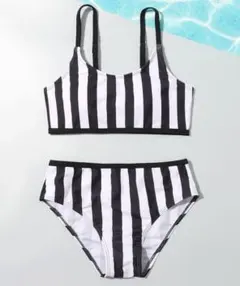 新品 130cm ストライプビキニ水着　ガールズ　女児