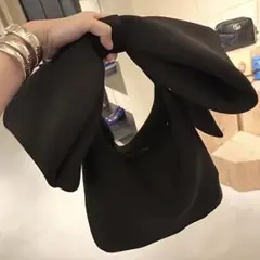 ビッグリボン ハンドルバッグ 可愛い 綺麗 韓国 ショルダーバッグ シ ブラック