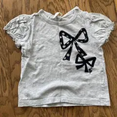 ニットプランナー　リボンプリント フリル袖 Tシャツ 90サイズ