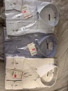長袖ワイシャツ 3枚セット ホワイト・ブルー L SHORT41-82 形態安定